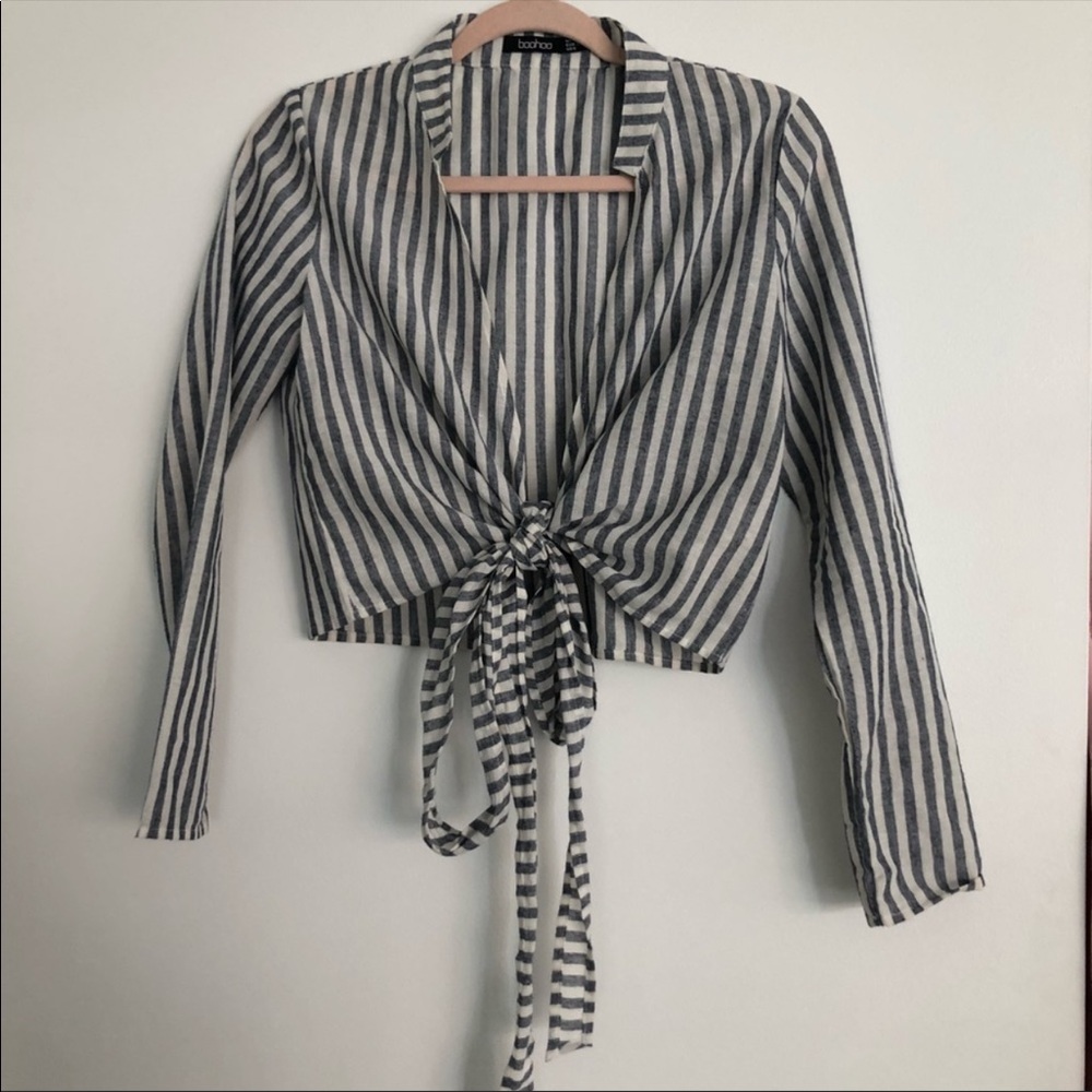 Boohoo striped linen top